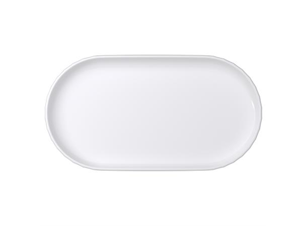 Tallerken oval coupe 32x17cm EDGE, Hvit Rett kant - Høybrent porselen