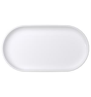 Tallerken oval coupe 32x17cm EDGE, Hvit Rett kant - Høybrent porselen 