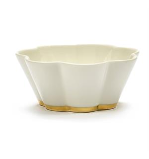 DESIREE skål riller Ø:110 15cl hvit/gull Vitroporselen - Roger Van Damme 