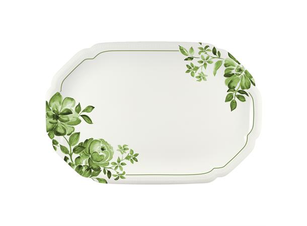 FLORAL CHARM tallerken oval 36x24cm Grønn - Noble China