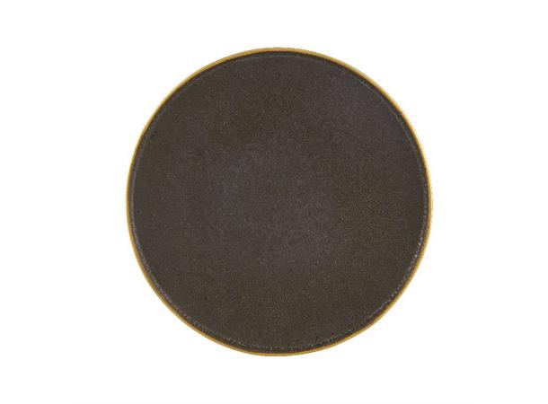 GOLD STONE tallerken coupe Ø:275mm, brun Steingods med håndmalt gullkant