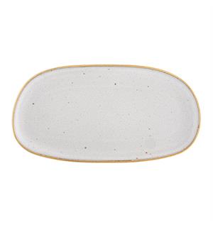 GOLD STONE tallerken oval 300x160, hvit Steingods med håndmalt gullkant 