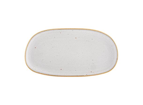 GOLD STONE tallerken oval 300x160, hvit Steingods med håndmalt gullkant