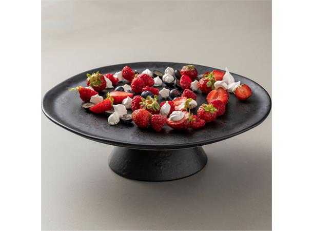 Kakefat på stett Ø:28cm Sort, BOUTIQUE Steingods