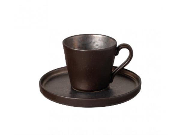 LAGOA espressokopp og skål 9cl Steingods - Metallic/Stone