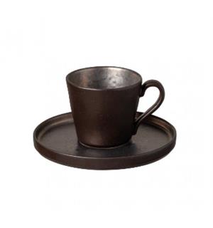 LAGOA espressokopp og skål 9cl Steingods - Metallic/Stone 