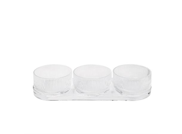 PILASTRO tapassett 3xglasskåler+fat 30x10cm