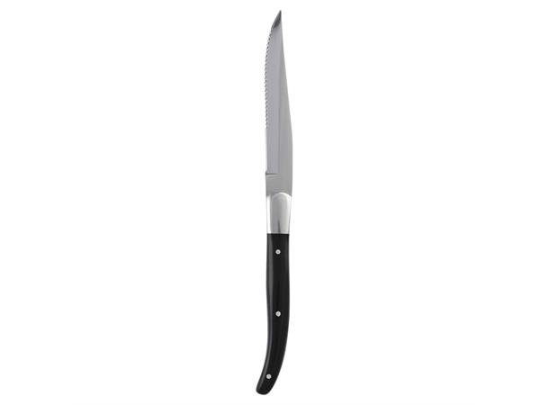 Biffkniv Sort sagtannet akryl L:23,3cm - Tåler maskinvask