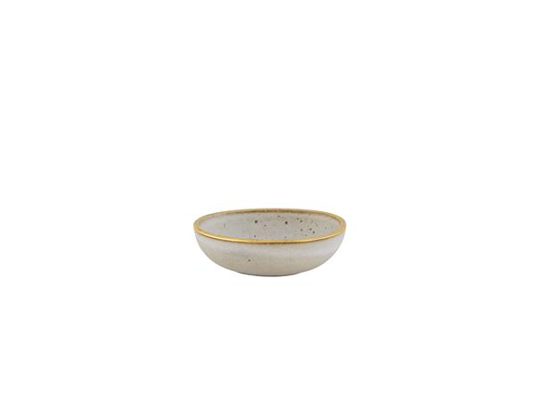 GOLD STONE skål lav Ø:100mm, hvit Steingods med håndmalt gullkant