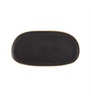 GOLD STONE tallerken oval 250x140, brun Steingods med håndmalt gullkant 