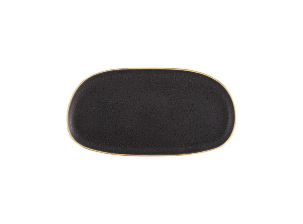GOLD STONE tallerken oval 250x140, brun Steingods med håndmalt gullkant