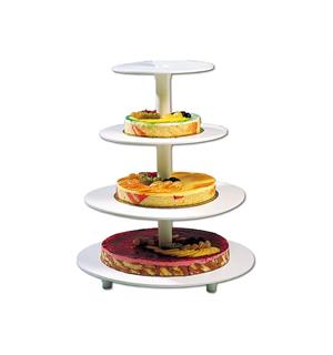 Kakestativ klassisk med 4 etasjer, hvit H:550/Ø:340mm - 160mm høyde mellom fat 