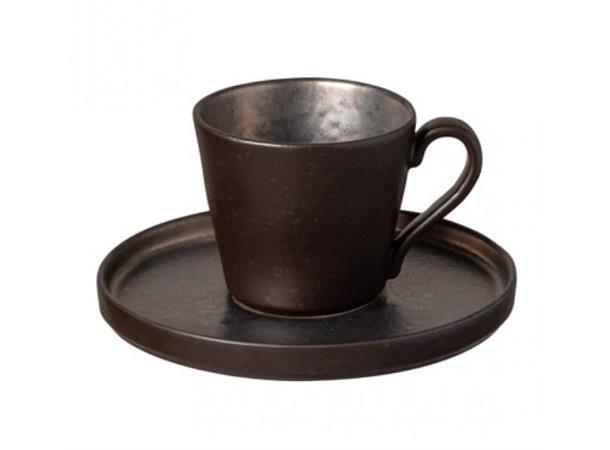 LAGOA kaffekopp og skål 21cl Steingods - Metallic/Stone