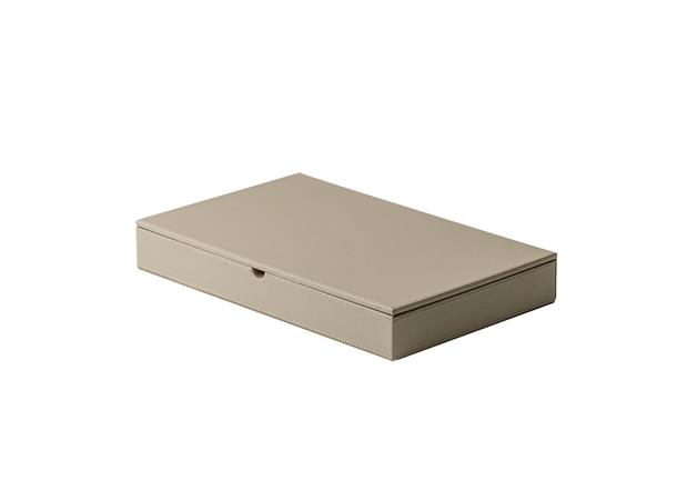 Eske med lokk - 5 rom, beige 400x250x55, beige PU skinn