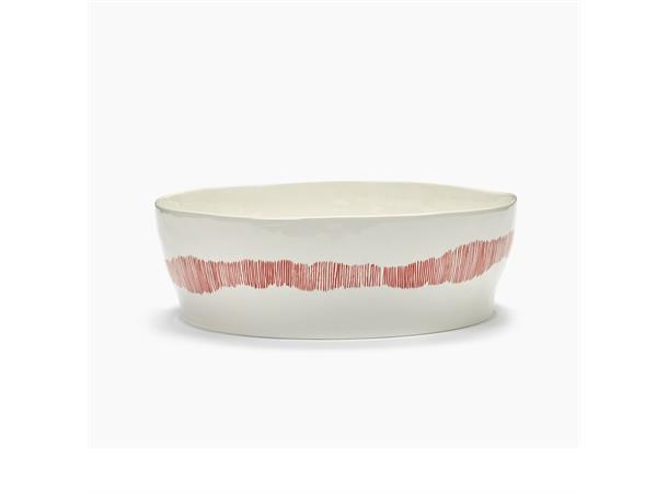 FEAST salatbolle Ø:285/H:95mm Dekor: White Swirl-Stripes Red