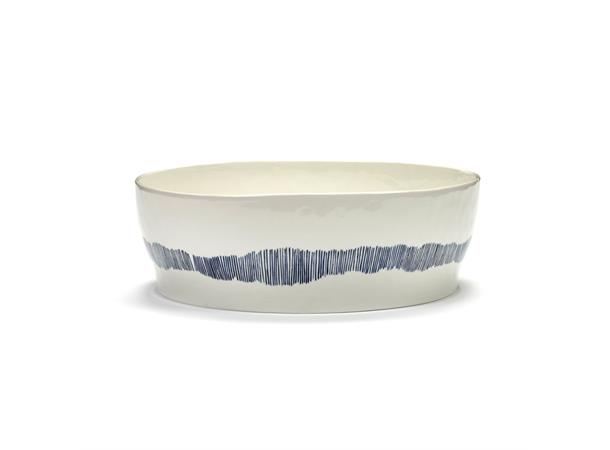 FEAST salatbolle Ø:285/H:95mm Dekor: White Swirl-Stripes Blue