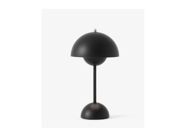 Flowerpot VP9 Bordlampe LED, MATT SORT Portabel lampe m magnetisk USB lader