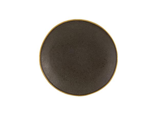 GOLD STONE dyp tallerken Ø:230mm. Brun Steingods med håndmalt gullkant