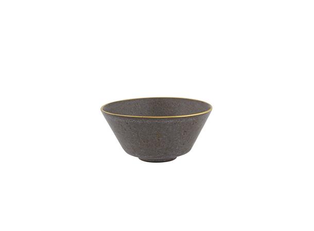 GOLD STONE skål Ø:160mm/56cl, brun Steingods med håndmalt gullkant