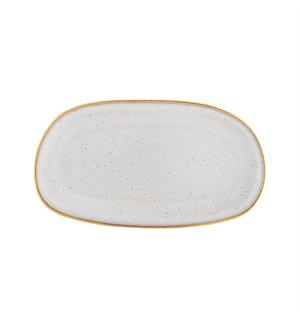 GOLD STONE tallerken oval 250x140, hvit Steingods med håndmalt gullkant 