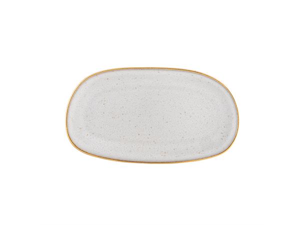 GOLD STONE tallerken oval 250x140, hvit Steingods med håndmalt gullkant