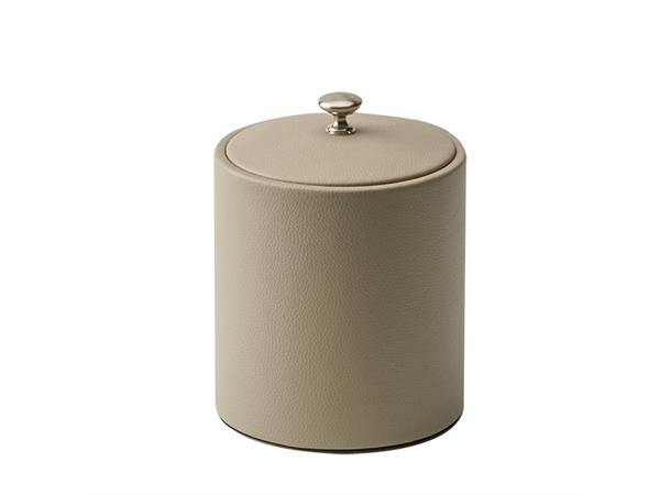 Isbøtte i skinn/rustfritt stål, beige Belagt med beige PU skinn Ø:140/H:180mm