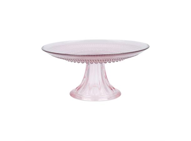 Kakefat på stett i glass, Ø:21,5cm, rosa JUPITER
