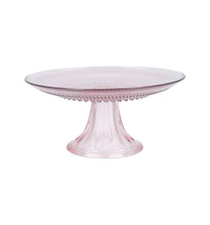 Kakefat på stett i glass, Ø:21,5cm, rosa JUPITER 