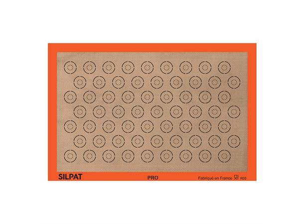 Silikonmatte macroner 585x385mm Med markeringer 63stk 15/35mm ringer