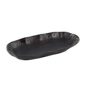 Tallerken oval 24x12cm, sort, NAMI Steingods med asiatisk vibe 