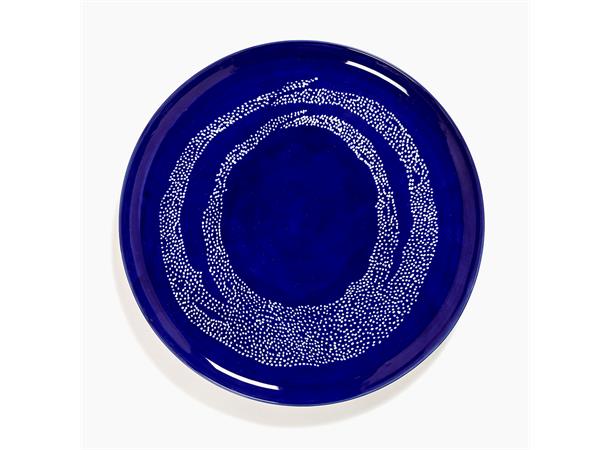 FEAST fat Ø:350/H:20mm Dekor: Dark Blue Dots White