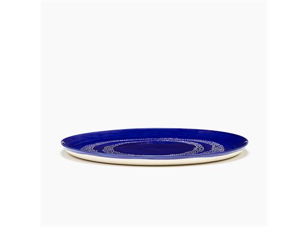 FEAST fat Ø:350/H:20mm Dekor: Dark Blue Dots White