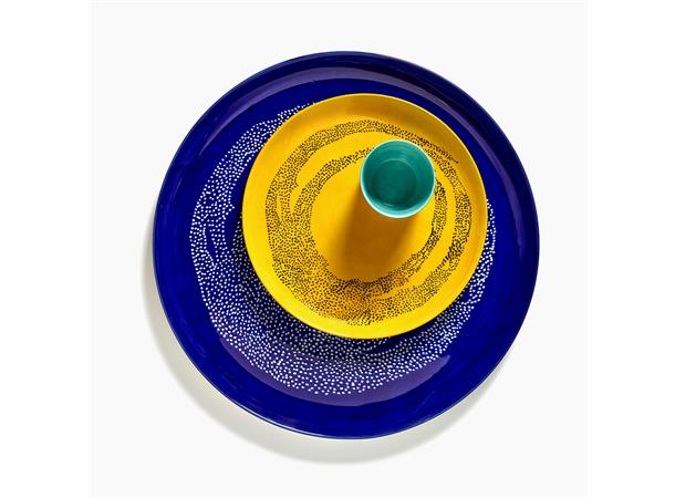 FEAST fat Ø:350/H:20mm Dekor: Dark Blue Dots White