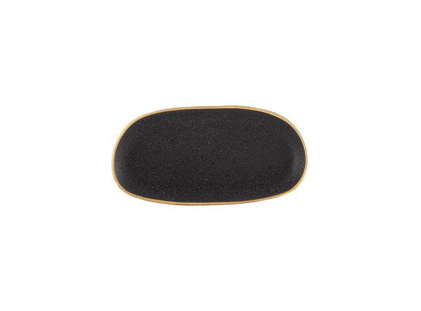 GOLD STONE tallerken oval 200x100, brun Steingods med håndmalt gullkant
