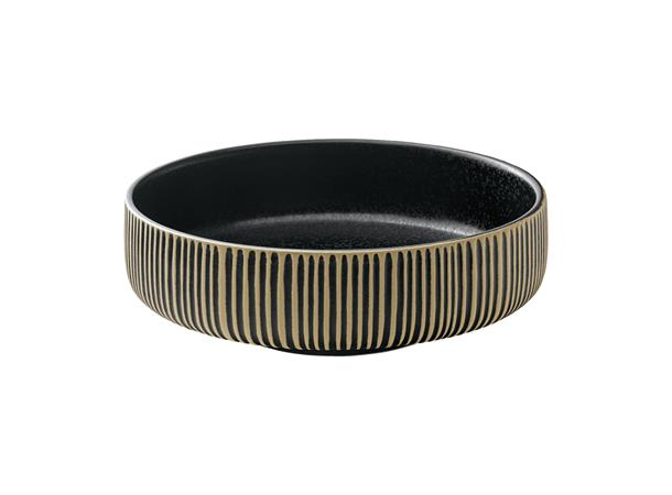 NARA bolle rund m. relieff Ø:210mm Sv/Hv Steingods - Ø:210mm H:70mm 1,46ltr