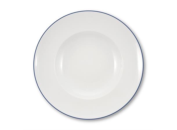 Pastatallerken Ø:30cm/50cl m blå rim Høybrent porselen