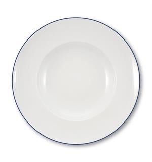 Pastatallerken Ø:30cm/50cl m blå rim Høybrent porselen 