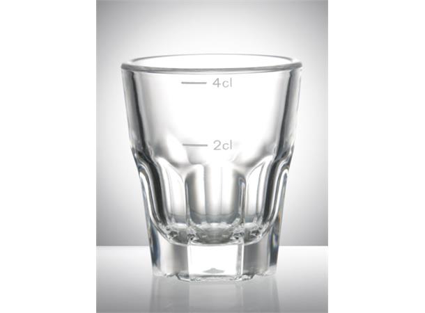 Polycarbonat shotglass Granity 4cl 100% resirkulerbart - m/2-4cl merke