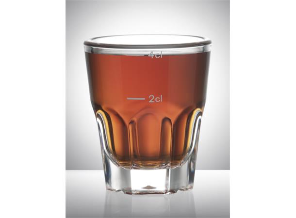 Polycarbonat shotglass Granity 4cl 100% resirkulerbart - m/2-4cl merke