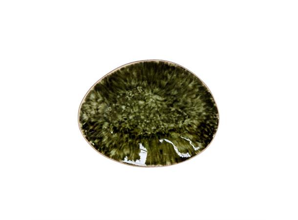 RIVIERA ovaltallerken L:160mm B:120mm Steingods - Dyp grønn