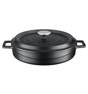 Støpejern multi rund Ø:320/5,3ltr, MATT Lav, rund kasserolle i støpejern 