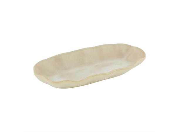 Tallerken oval 24x12cm, sand, NAMI Steingods med asiatisk vibe