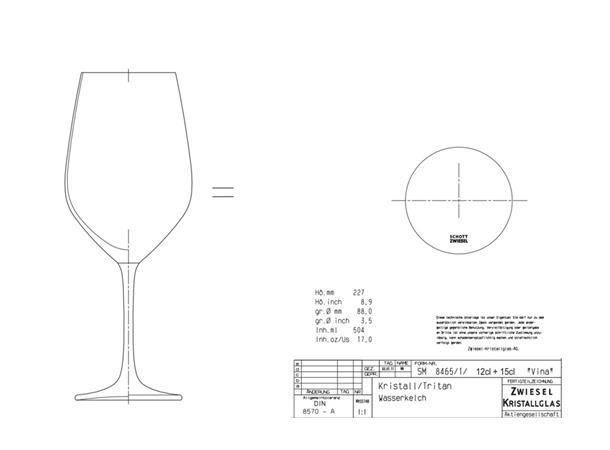 VINA "1" Rødvinsglass 53cl - 12/15cl Dobbel målestrek 12/15cl - Zwiesel