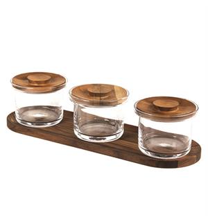 CRASTER TILT mini glasskrukke sett valnø L:450mm B:145mm H:15mm (basen) 