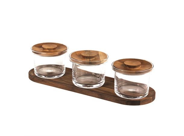 CRASTER TILT mini glasskrukke sett valnø L:450mm B:145mm H:15mm (basen)