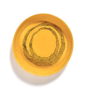 FEAST fat halvdypt 300x295mm/H:60mm Dekor: Sunny yellow swirl-dots black 