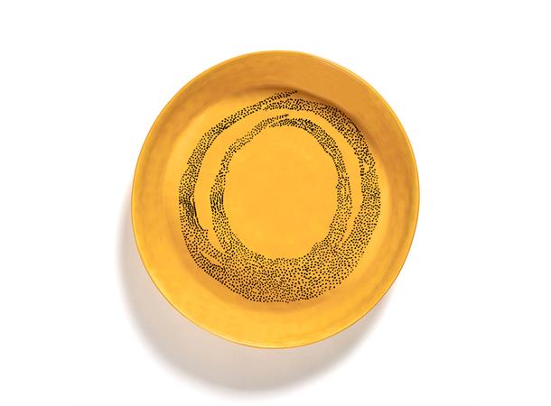 FEAST fat halvdypt 300x295mm/H:60mm Dekor: Sunny yellow swirl-dots black