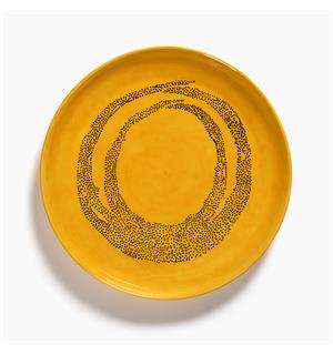 FEAST fat halvdypt Ø:350/H:40mm Dekor: Yellow Dots Black 