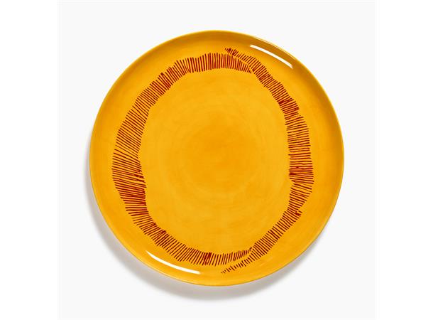 FEAST fat Ø:350/H:20mm Dekor: Yellow Stripes Red
