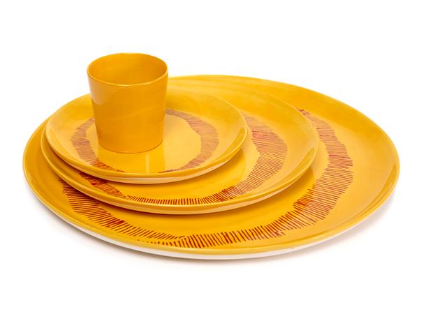 FEAST fat Ø:350/H:20mm Dekor: Yellow Stripes Red